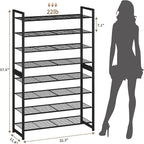 Stackable Shoe Rack for Closet, 8 Tier Metal Heavy Duty Shoe Storage Organizer,Large Capacity Shoe Shelf Max Holds 38 Pairs o