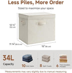 StorageWorks Fabric Storage Bins with Lids, Stackable Closet Storage Boxes with Handles, Decorative Storage Organizers, 15" x