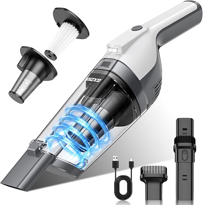 Handheld Vacuum Cordless, 15000PA Powerful Suction Hand Held Vacuum Cleaner, Car Vacuum Portable Cordless with Large-Capacity