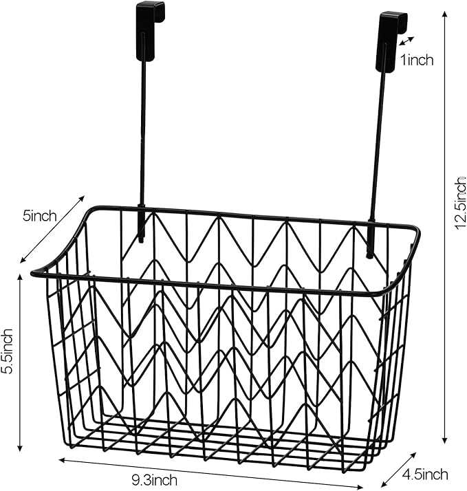 AVLA 2 Pack Over The Cabinet Door Organizer, Grid Storage Baskets with Hooks, Metal Wall Hanging Basket Holder Rack, Wire Kit