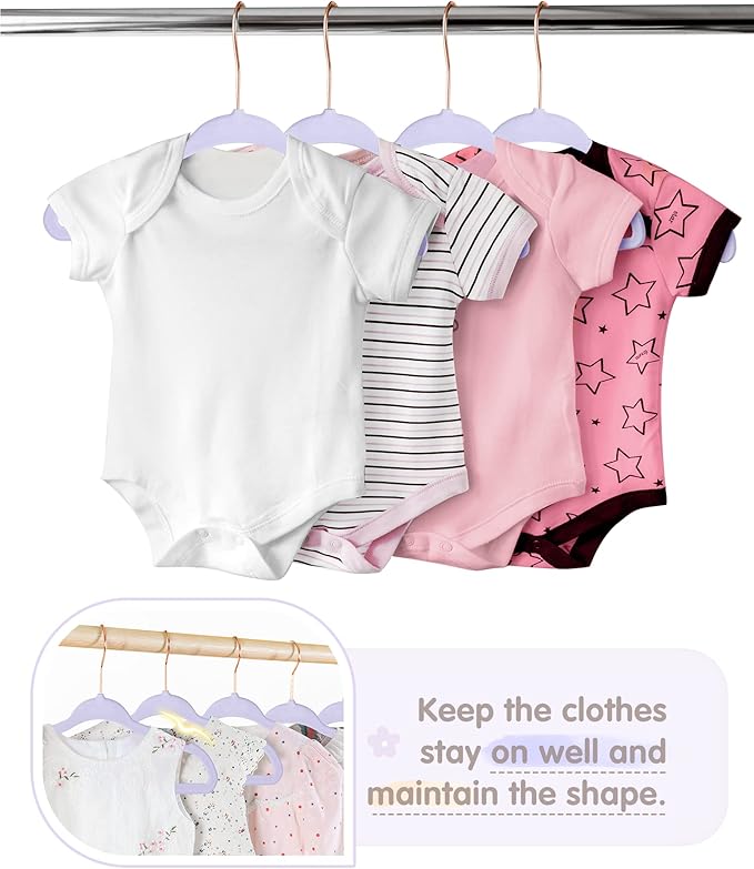 VIS'V Baby Hangers, 11 Inch Velvet Kids Hangers with 6 Pcs Clothes Size Dividers, Infant Toddler Nursery Closet Organization,