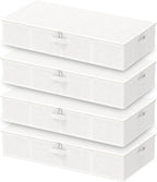 Under Bed Storage Bins, Closet Containers Organizers, Foldable Basket with Zippered, for Blankets, Clothes, Comforters, 4 Pac