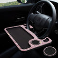 eing Bling Auto Steering Wheel Desk, Laptop,Tablet, Notebook Car Travel Table, Food Eating Hook On Steering Wheel Tray, for Constant Travelers, Fits Most Vehicles Steering Wheels,Pink