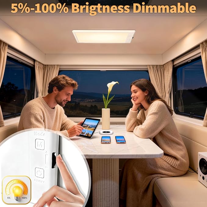 8 Pack RV Lights Interior,3 Color RV LED Super Bright Fixture,12V RV Ceiling Dome Light with ON/Off Dimmable Switch Energy Saving Gift Package for RV/Camper/Car/Trailer/Boat