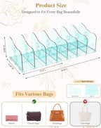 SURETIVIAN Rose Purse Dividers for Closet, 2 Pack Clear Clutch Purse Closet Organizers, Adjustable Handbag Storage Organizers
