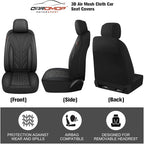 CAROMOP Luxury Faux Leather&Fabric Car Seat Covers 2 Front Seats with Breathable 3D Foam Back Support, Universal Seat Covers 