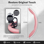 Nappa Leather Car Steering Wheel Cover for Men Women, Ultra-Thin Non-Slip Breathable Microfibre, Universal for 14.5"-15" Stee
