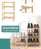 viewcare Small Shoe Rack, 2-Tier Shoe Rack for Entryway, Bamboo Wood Shoe Shelf for Closet & Hallway, Long 17.2IN | Beautiful