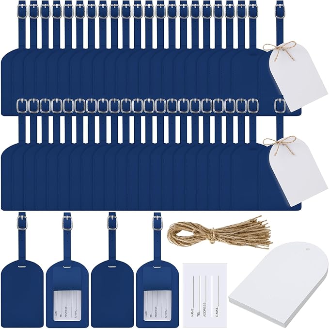 Amylove 48 Sets Leather Luggage Tags Bulk Wedding Favors Luggage Tags for Guests Bridal Gifts Wedding Bridal Shower Gift PU L