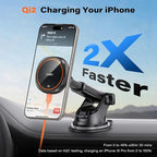 APPS2Car Magnetic Car Phone Mount - Designed Only for MagSafe iPhone 17-12 Series, Orange/Black Data Cable (Random)