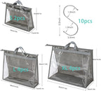 CINPIUK 10 Set Handbag Storage Organizer Dust Bags for Purses Handbags Closet, Clear Purse Protector Storage Bag Dust Cover f