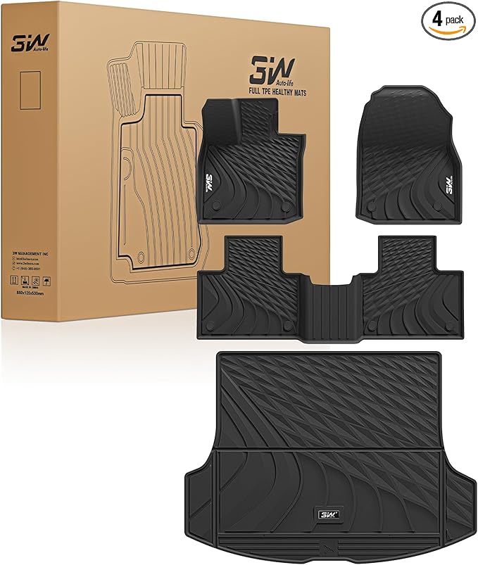 3W Floor Mats & Cargo Liner for Lexus RX/RX350/RX 350h/RX500h 2023-2025 2026 (Not fit Lexus RX450h+ PHEV), TPE All Weather Custom Fit Floor Liner & Trunk Mats 1st &2nd Rows Car Mats & Cargo Mat, Black