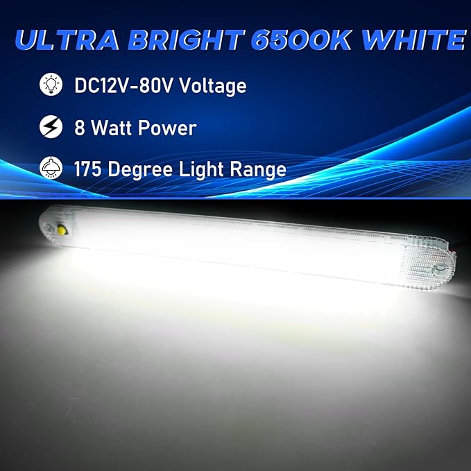 12V Led Interior Light Bar 8 Packs 72Led 6500K White with ON/Off Switch 11Inch 12V 24V for Enclosed Cargo Trailer RV Van Truck Lorry Camper Caravan Motorhome (8Pcs)