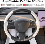 for Tesla 2017-2023 Model 3 and 2020-2024 Model Y Steering Wheel Cover Trim Interior Decoration Protection Accessories (M3/My-Black)