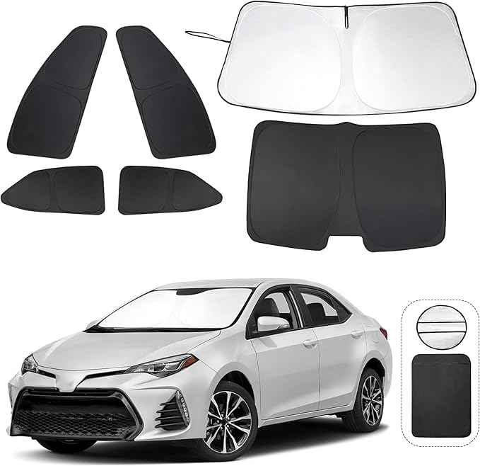 TINGLU Window Shades for Toyota Corolla 2014-2019 6PCS Accessories Car Side Full Windows Windshield Sun Shade Sun UV Rays & Privacy Protection for Camping Napping Relaxing