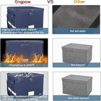 ENGPOW File Box with Lock, Fireproof Document Box with Pockets, Collapsible File Organizer Filing Storage Cabinet with Handle