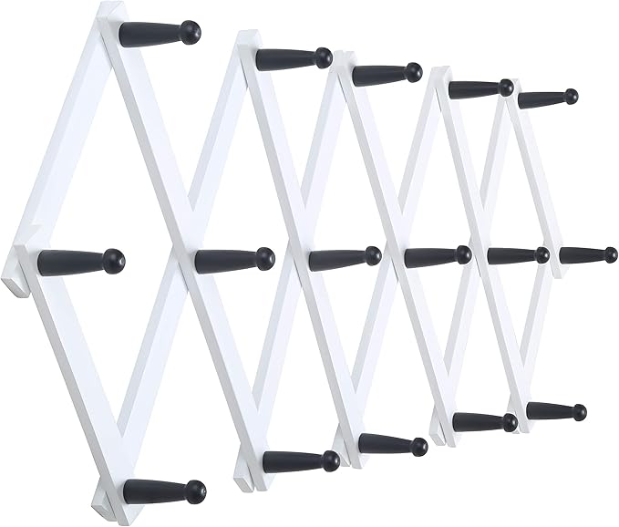 WEBI Accordion Wall Hanger,Expandable Wooden Coat Rack Wall Mounted,Accordion Hat Rack for Wall,Accordion Hook Rack for Hats,