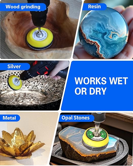 194 PCS 2 Inch Wet Dry Sanding Discs, Drill Polishing Kit with 60 to 10000 Grit Hook and Loop Sandpaper Assortment for Dremel
