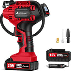 AVID POWER Tire Inflator Portable Air Compressor,20V Cordless Tire Pump, Rechargeable Air Pump for Car Tires and other Inflatables (Red)