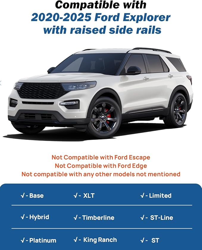 JOYTUTUS Heavy Duty Aluminum Lockable Roof Rack Cross Bars Compatible with Ford Explorer 2020-2026, Anti-Theft Crossbars for Rooftop Cargo Carrier, Kayak, Canoe, Bike, Snowboard & Luggage
