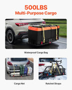 VEVOR 60"x20"x6", Hitch Cargo Carrier, 500 lbs Capacity Hitch Cargo Carrier with Cargo Net & Waterproof Cargo Bag, Folding Hitch Mount Cargo Carrier with Hitch Lock for 2" Receiver, Fit for SUVs