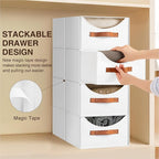 Homsorout Closet Organizers and Storage - Large Stackable Storage Bins with Drawer, Fabric Bins for Organization, Collapsible