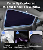 Rear Side Window Sunshade for Tesla Model Y 2020-2024 | Static Cling, Easy Install & Remove, Semi-Transparent Privacy Shade | Not for 2025 2026 Model Y Juniper