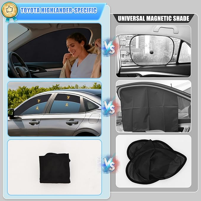 ZATOOTO Car Window Shades Custom Fit for Toyota Camry 2018-2023 4-Pack Car Window Covers with 100% UV Protection and Total Blackout Privacy Heat Insulation for Family Travel Baby and Pet Safety