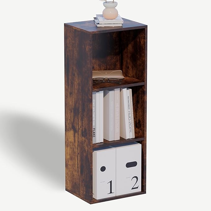 Book Shelf, 3 Cube Storage Organizer, Open Shelves Bookcase 9.3”x 11.8” x 31.4”, Bookshelf for Living Room, Bedroom, Home Off
