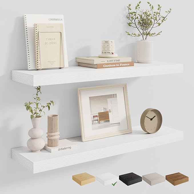 Dreamland 8" Deep Long Floating Shelves, 32 Inches Floating Shelves for Wall Set of 2, Large Display & Storage Shelf, Wall Sh