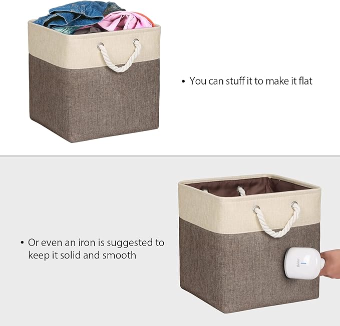 Univivi Foldable Storage Bin [4-Pack] Collapsible Cube Storage Basket with Sturdy Carry Handles for Shelf Closet Nursery Home