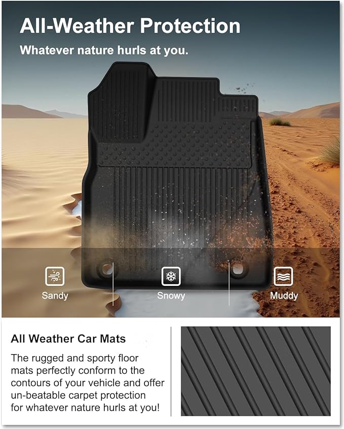 KIWI MASTER Floor Mats for 2014-2019 Toyota Highlander, OEM Replacement PT908-48165-02, Custom Fit All Weather Car Mats, Heavy Duty TPE Floor Liners, Front & Rear 2 Row, Black