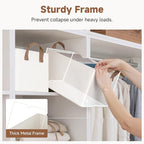 StorageWorks Storage Bins, Fabric Storage Bins for Shelves, Storage Baskets with Metal Frame, Closet Baskets and Bins with Ha