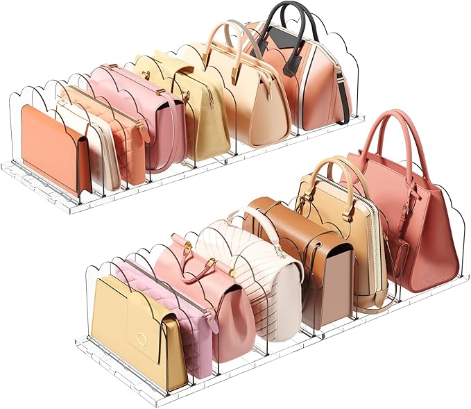 Lifewit Purse Organizer for Closet, Clear Handbags Storage Organizer, Adjustable Clutch Purse Storage Organizer Holder for Cl
