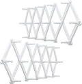 WEBI Accordion Wall Hanger,Expandable Wooden Coat Rack,Accordion Hat Rack for Wall for Hats,Caps,16 Peg Hooks,White,2 Packs
