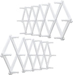 WEBI Accordion Wall Hanger,Expandable Wooden Coat Rack,Accordion Hat Rack for Wall for Hats,Caps,16 Peg Hooks,White,2 Packs