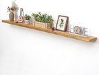 Dreamland 72 inch Floating Shelves for Wall Solid Elm Wood Live Edge Wall Mounted Shelves|Rustic Long Floating Shelves with I