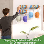 DTUQYX 3 Pack Hat Rack for Wall - Hat Organizer for Baseball Caps Wall Mounted Space Saving Hat Shelf for Hats, Caps, Scarves