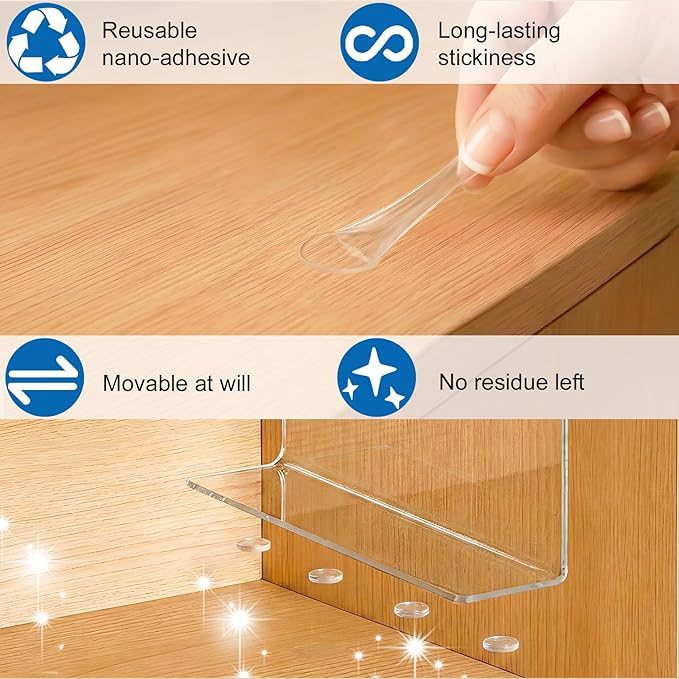SortNStore Shelf Dividers for Closet Organization: 6" Tall x 10" Deep, Deeper Adhesive Separators Features Acrylic Material a