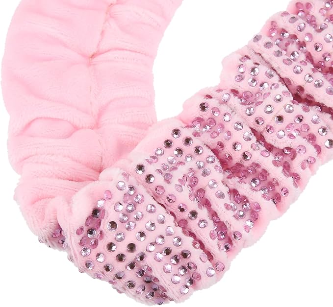 X AUTOHAUX Mirror Accessories Charm Shining Car Rear View Mirror Decorative Cover Faux Crystal Rhinestone Car Interior Trim for Women Pink
