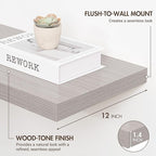 12 Inch Floating Shelves, 12" Deep Floating Shelf Wall Mounted, 12" Wall Shelves, Rustic Deep Bookshelf, Extra Deeper Display