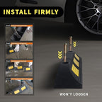 Parking Stopper for Garage Parking Aid 4 Pack Block, Car Truck Curb Floor Parking Lot Wheel Tire Stops Bumpers with Bolt Installation, Rubber Vehicles Aid Gadgets