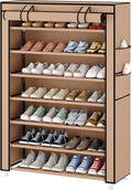 Laiensia 7-Tier Vertical Shoe Rack Organizer, Space Saving Shoe Storage Organizer, Non-Woven Cover Shoe Shelf Holds 28-35 Pai