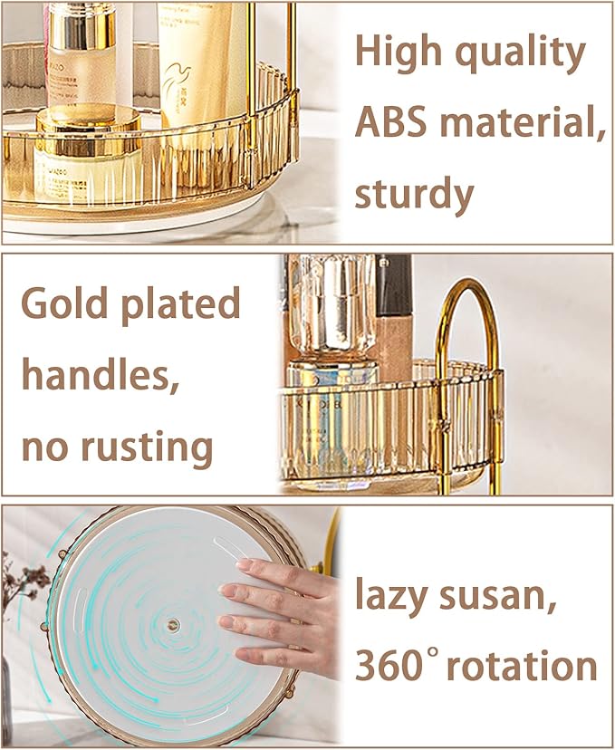 shuang qing Rotating Makeup Organizer for Vanity, High-Capacity Skincare Clear Make Up Storage Perfume Organizers Cosmetic Dr