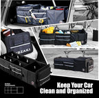 LIBZAKI Oversize 4 in 1 Car Trunk Storage Organizer, Multi Compartment Collapsible Trunk Storage Box with Cooler Bag for Car