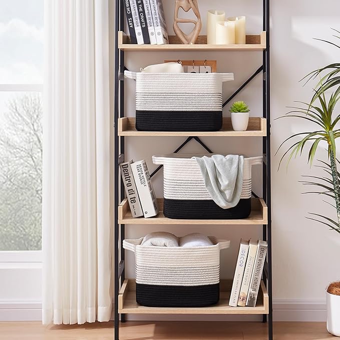 OIASKET Storage Baskets for Organizing, Woven Baskets for Shelves, Rectangle Decorative Organizer for Storage Clothes, Toy, B