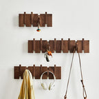 QUELLANCE Wooden Coat Hooks Wall Mounted, Coat Rack Hanger Wall Mount with 4 Hooks, Heavy Duty Coat Hooks for Hanging Coats/K