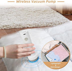 Travel Vacuum Bags with Rechargeable Pump,12 Pack Vacuum Storage Seal Bags for Clothing Suitcase Backpack, Space Saver Compre