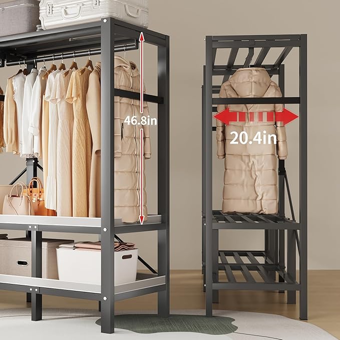 Large Portable Closets for Hanging Clothes | Heavy Duty Clothes Rack with Cover Foldable | Max Load 1000LBS Portable Wardrobe