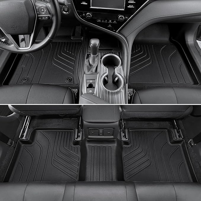 Floor Mats for Toyota Camry 2018-2024, All Weather Floor Mats Trunk Cargo Liner and Door Sill Guards Accessories, Full Coverage Set (Not fit AWD or Hybrid Models)